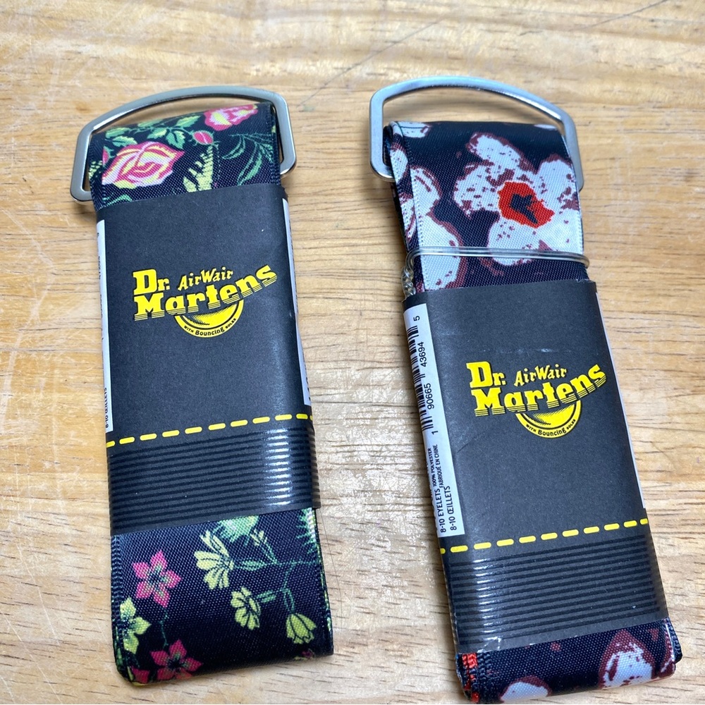 New two pairs of Dr Martens floral ribbon laces